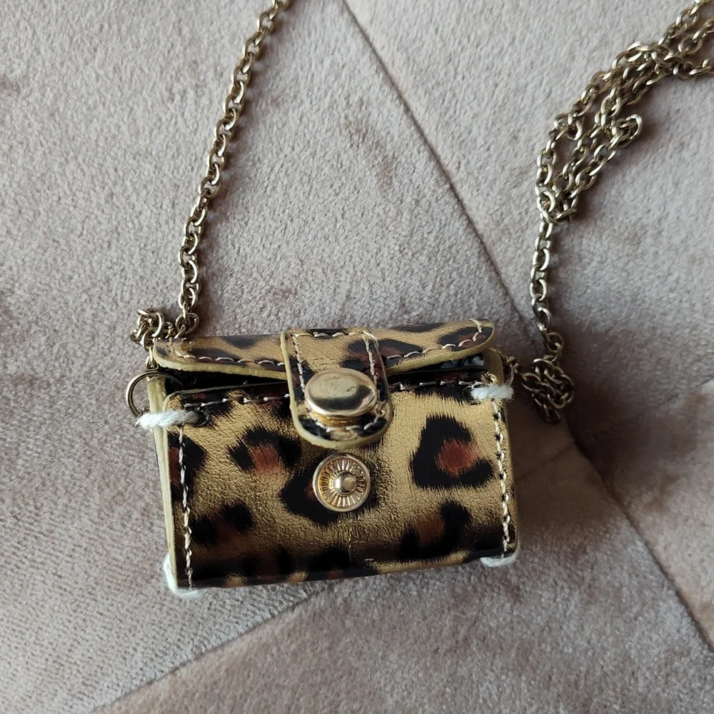 Forever 21 Cheetah Print Gold-Tone Pendant Necklace